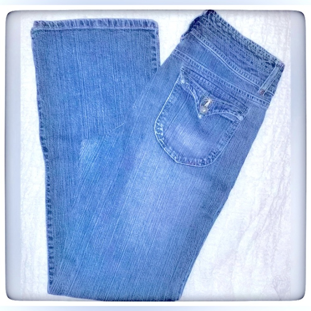 Gloria Vanderbilt DistressedWhiskered Embroidered DoubleButton Jeans Size 10